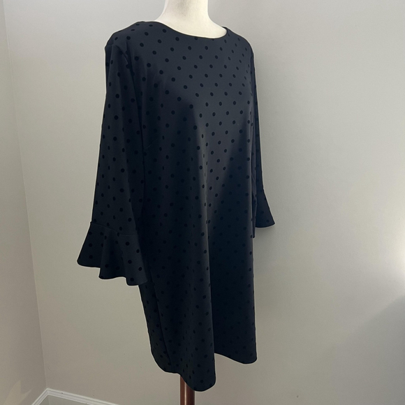 Old Navy Dress XL Black Velvet Polka Dot Bell Sleeve Whimsigoth Vamp Fairy Goth - Picture 3 of 11